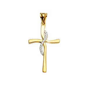 14K 2T Cross Pendant