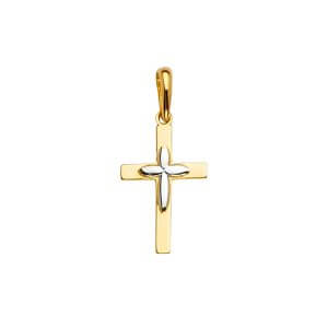 14K 2T Cross Pendant