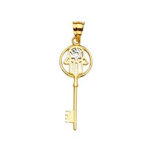 14K 2T Hamsa Key Pendant