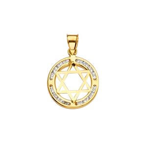 14K Star of David CZ Pendant