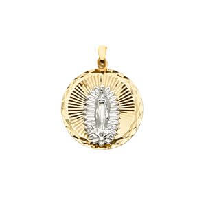 14K 2T Guadalupe Medal Pendant