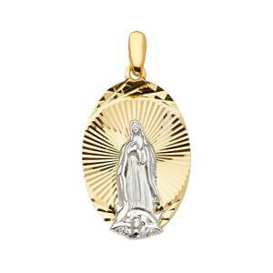 14K 2T Guadalupe Medal Pendant