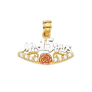 14K 3C CZ 15 Years Pendant