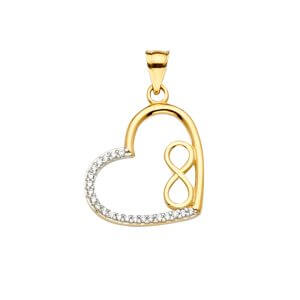 14KY CZ Heart Infinity Pendant