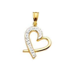 14K 2T Heart Pendant