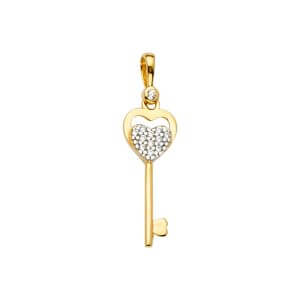 14KY CZ Key Pendant