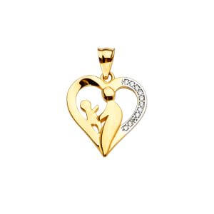 14KY Mom & Child CZ Pendant