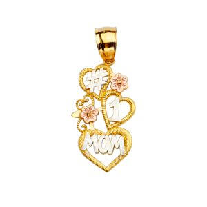 14K 3C #1 Mom Pendant