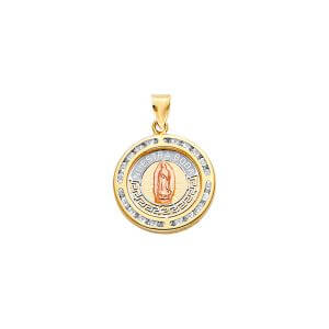 14K 3C CZ Round Nuestra Boda Pendant with Guadalue