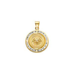 14KY CZ Round Medusa Pendant