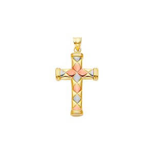 14K 3C Hollow Fancy Cross