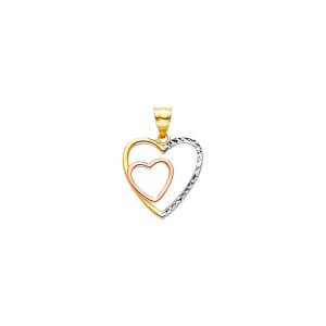 14K 3C Double Heart DC Pendant