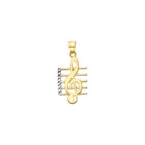 14K 2T Music Note Pendant On DC Stave
