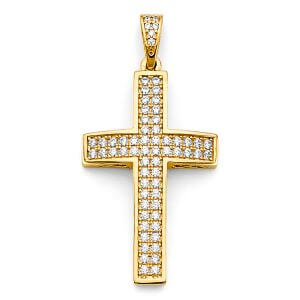 14KY CZ Cross Pendant