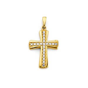 14KY CZ Cross Pendant