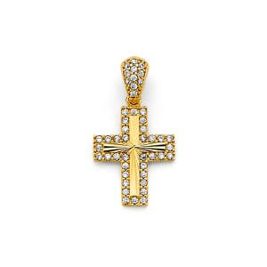 14KY CZ Cross Pendant