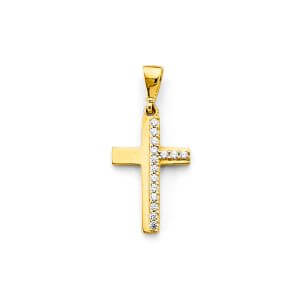 14KY CZ Cross Pendant