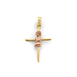 14K 2T Boy First Communion Cross Pendant