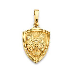 14KY Shield with Tiger Face Pendant