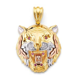 14K 3C Big Tiger Face Pendant