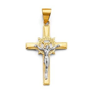 14K 2T Crucifix Cross Pendant