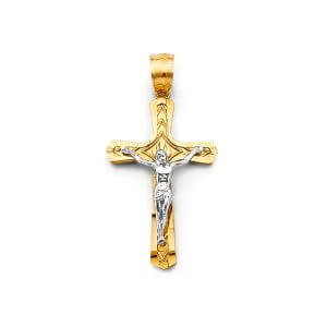 14K 2T Crucifix Cross Pendant