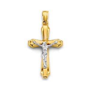 14K 2T Crucifix Cross Pendant