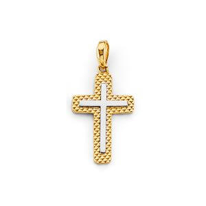 14K 2T Cross Pendant