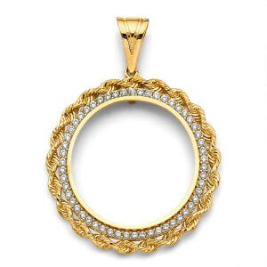 14KY CZ Rope Coin Frame (50 Pesos)