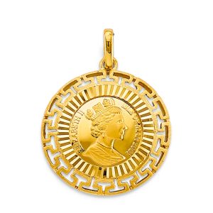 14KY Greek Queen Elizabeth Pendant