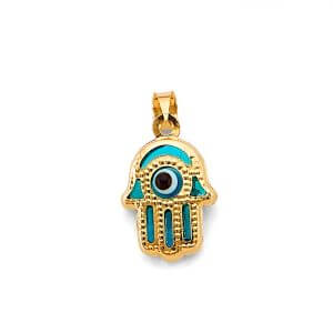 14KY Evil Eye Hamsa Pendant