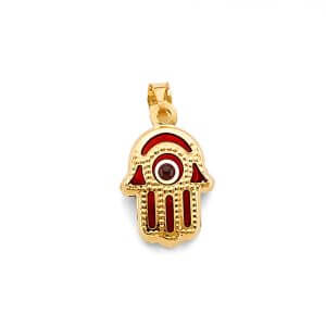14KY Evil Eye Hamsa Pendant