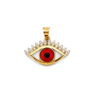 14KY CZ Evil Eye Pendant