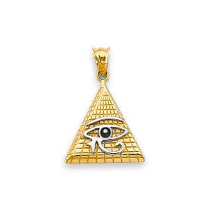 14K 2T Eye of Horus Egyptian Pyramid Pendant