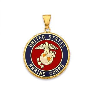 14KY US Marine Double Sided Pendant