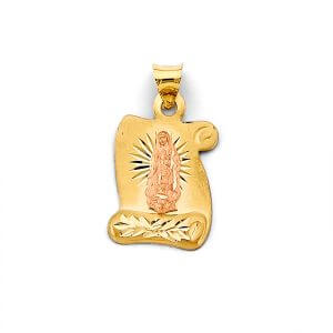 14K 2T Stamp Guadalupe Pendant