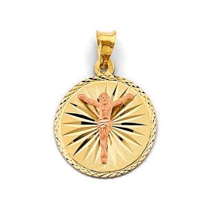14K 2T Stamp Jesus Christ Pendant