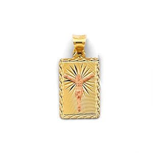 14K 2T Stamp Jesus Christ Pendant