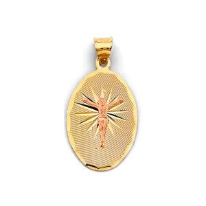 14K 2T Stamp Jesus Christ Pendant