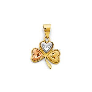 14K 3C Heart Clover Pendant