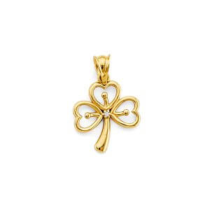 14KY CZ Clover Pendant