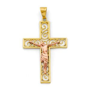 14K 2C Crucifix Cross Pendant