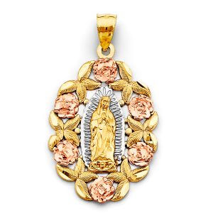 14K 3C Flower Guadalupe Pendant