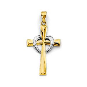 14K 2T Cross Pendant