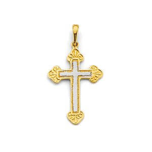 14K 2T Cross Pendant