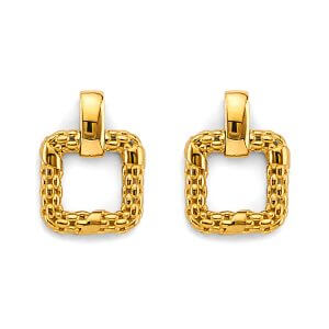 14KY Fancy Square Mesh Design Pendant