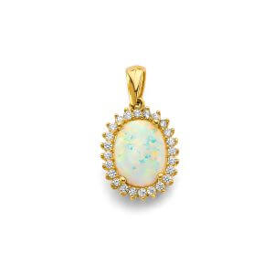 14KY CZ Opal Pendant/Set