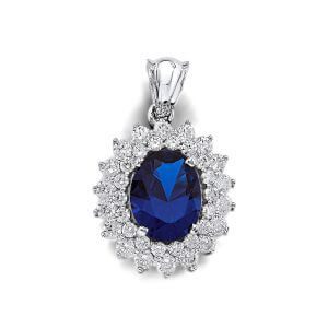 14KW Blue CZ Pendant/Set