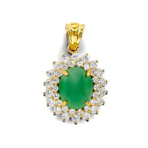 14KY CZ Jade Pendant/Set