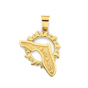 14KY Florida State Map Pendant